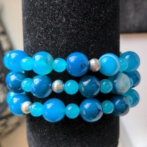 Sterling silver & Agate wrap cuff bracelet. New Handcrafted.One size fits all.